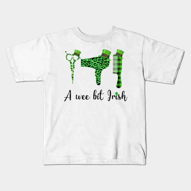 A Wee Bit Irish Hair Stylist St Patrick_s Day Funny Gift Kids T-Shirt by HomerNewbergereq